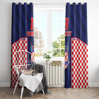 Custom Croatia Football Window Curtain Hrvatska Chessboard Heritage - Wonder Print Shop