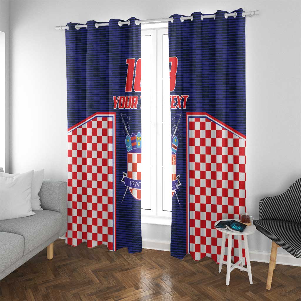 Custom Croatia Football Window Curtain Hrvatska Chessboard Heritage - Wonder Print Shop