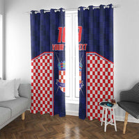 Custom Croatia Football Window Curtain Hrvatska Chessboard Heritage - Wonder Print Shop