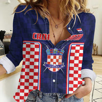 Custom Croatia Football Women Casual Shirt Hrvatska Chessboard Heritage - Wonder Print Shop