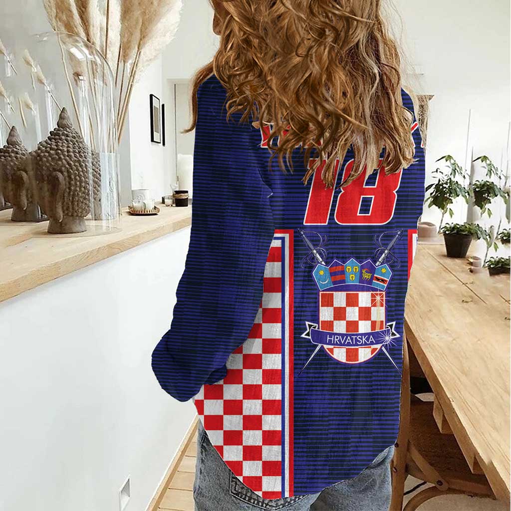 Custom Croatia Football Women Casual Shirt Hrvatska Chessboard Heritage - Wonder Print Shop