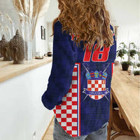 Custom Croatia Football Women Casual Shirt Hrvatska Chessboard Heritage - Wonder Print Shop
