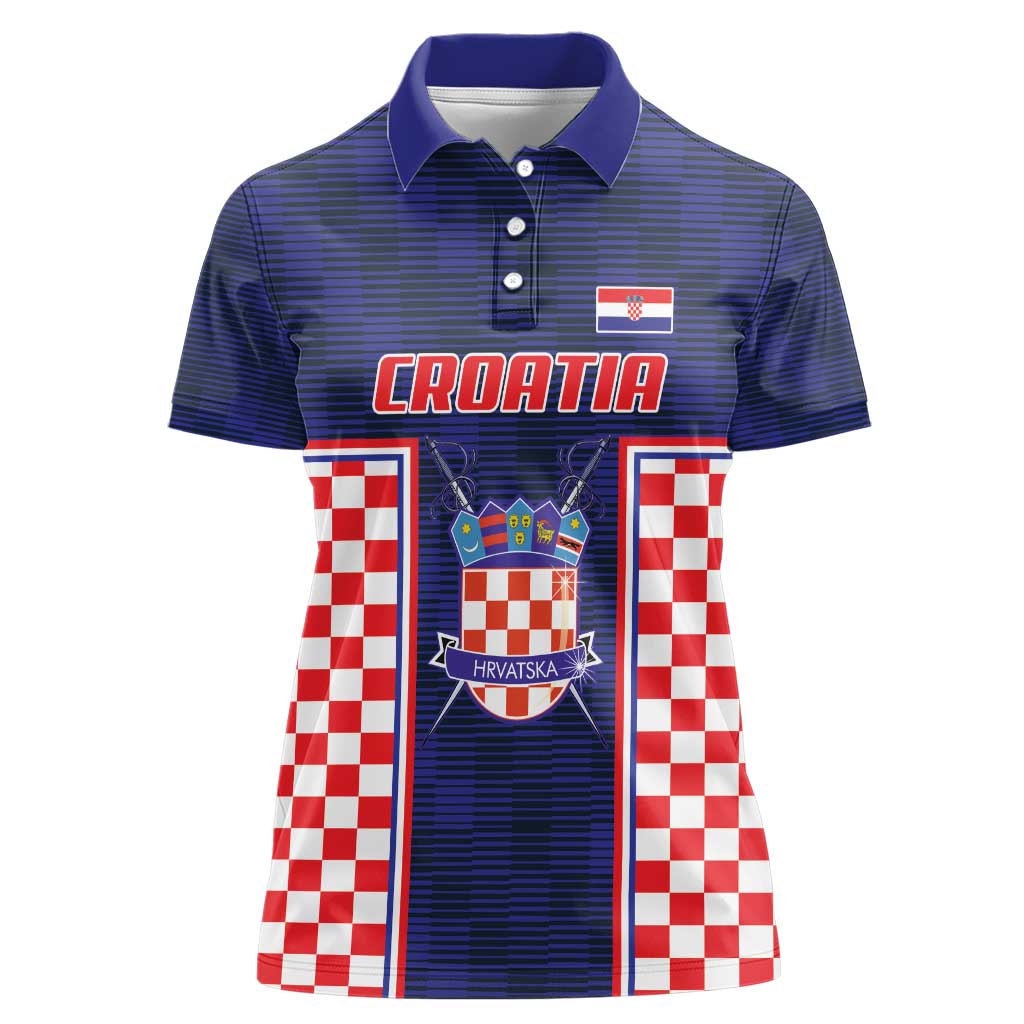 Custom Croatia Football Women Polo Shirt Hrvatska Chessboard Heritage - Wonder Print Shop