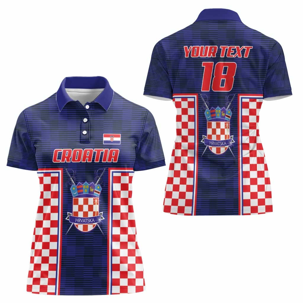 Custom Croatia Football Women Polo Shirt Hrvatska Chessboard Heritage - Wonder Print Shop