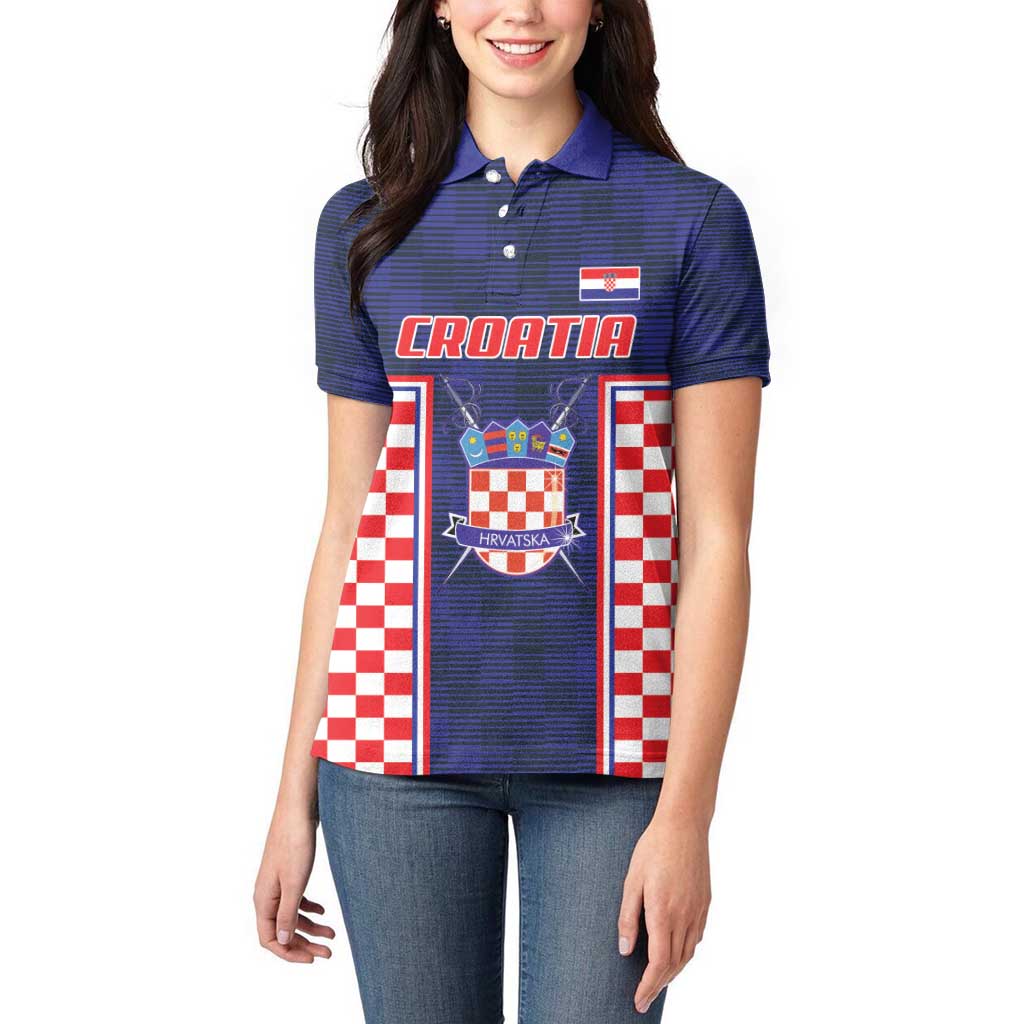Custom Croatia Football Women Polo Shirt Hrvatska Chessboard Heritage - Wonder Print Shop