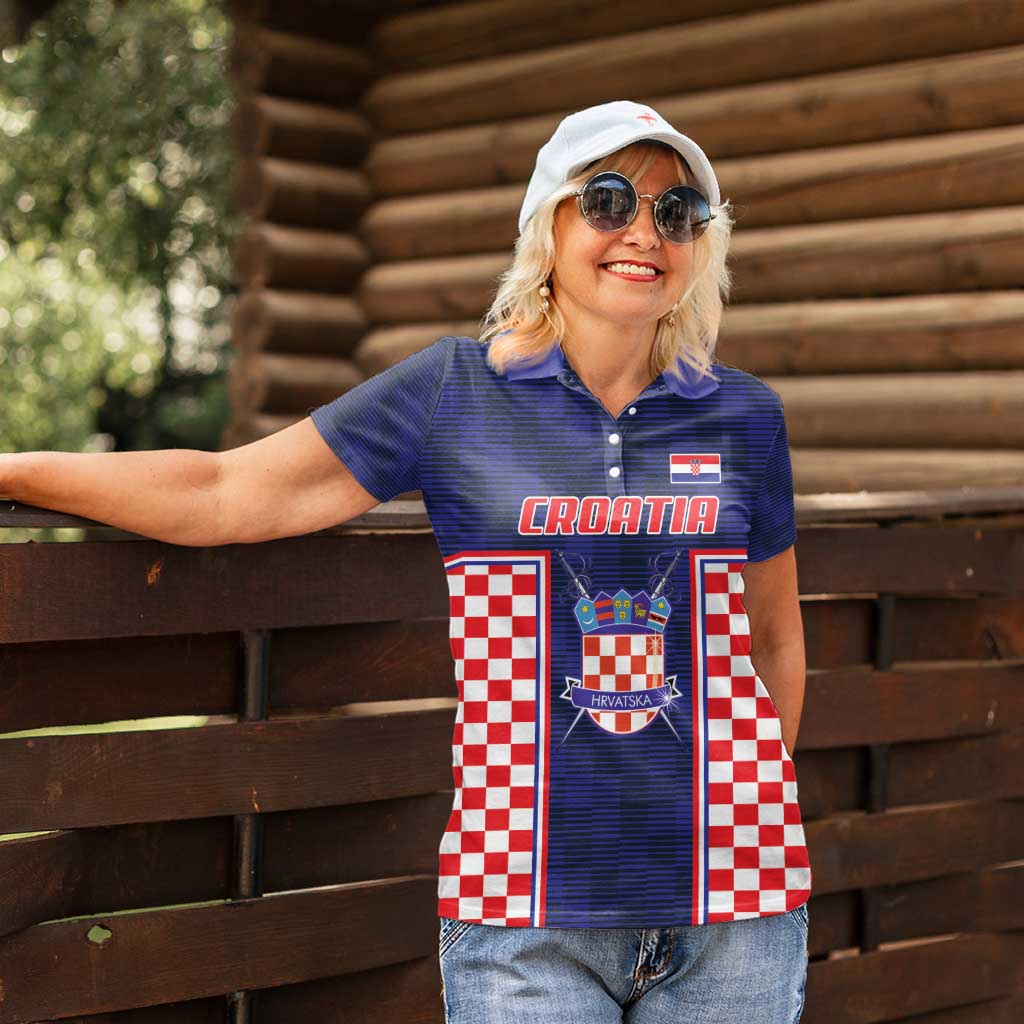 Custom Croatia Football Women Polo Shirt Hrvatska Chessboard Heritage - Wonder Print Shop