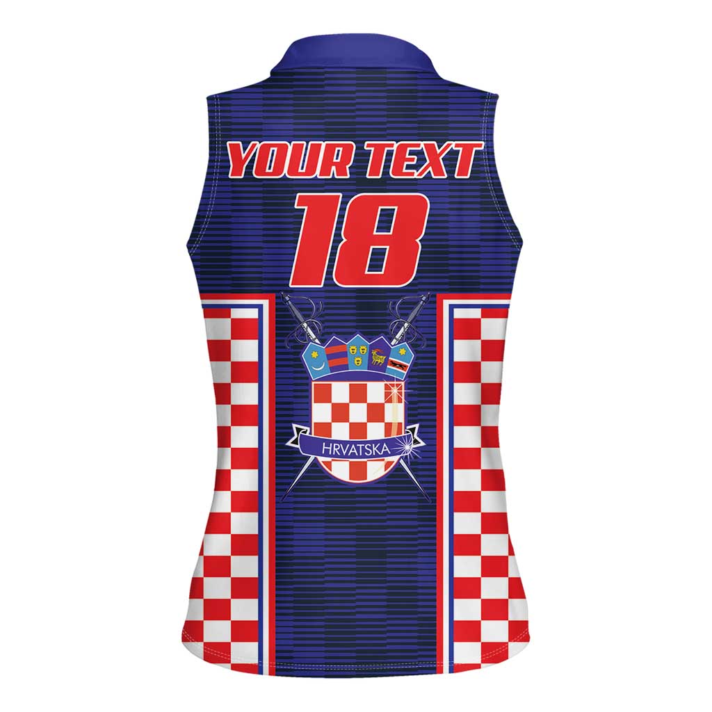 Custom Croatia Football Women Sleeveless Polo Shirt Hrvatska Chessboard Heritage - Wonder Print Shop