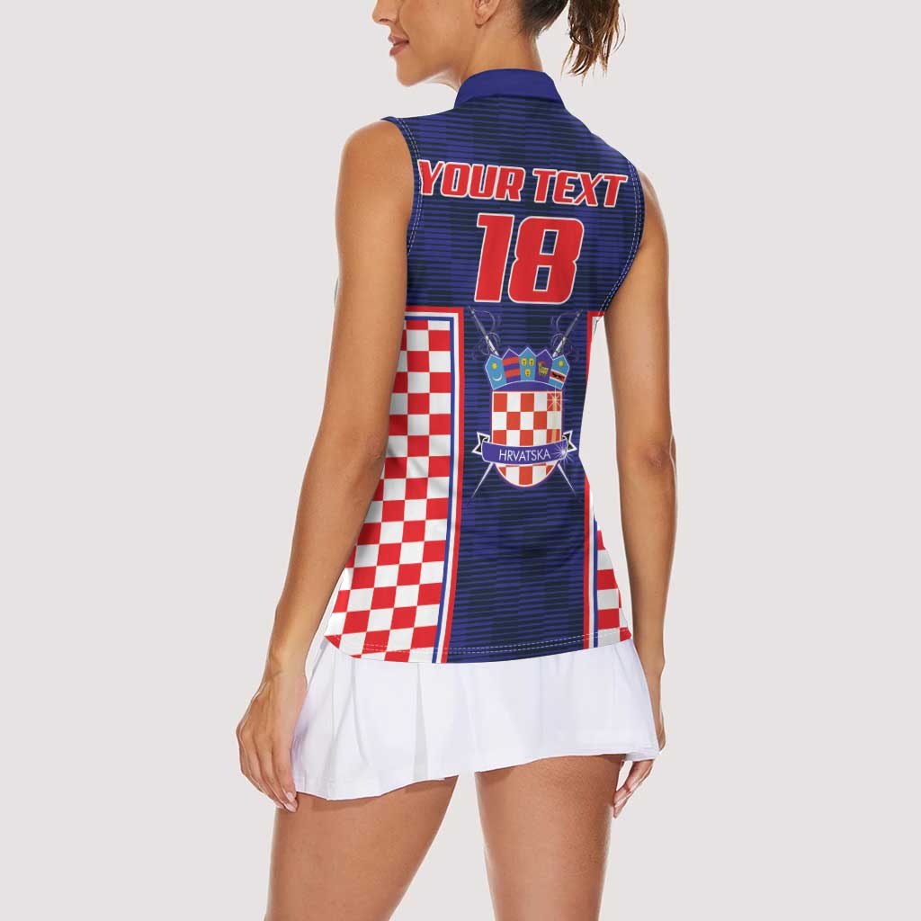 Custom Croatia Football Women Sleeveless Polo Shirt Hrvatska Chessboard Heritage - Wonder Print Shop