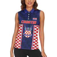Custom Croatia Football Women Sleeveless Polo Shirt Hrvatska Chessboard Heritage - Wonder Print Shop