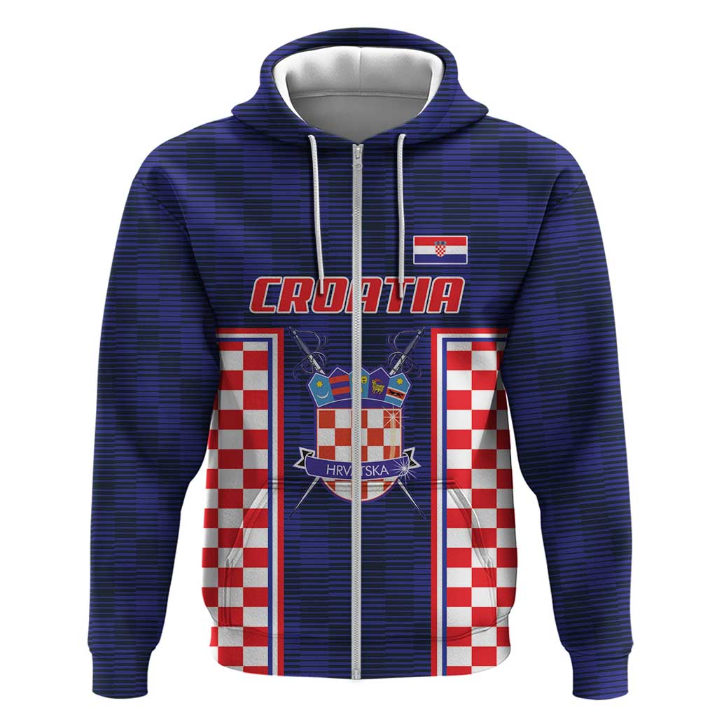 Custom Croatia Football Zip Hoodie Hrvatska Chessboard Heritage - Wonder Print Shop