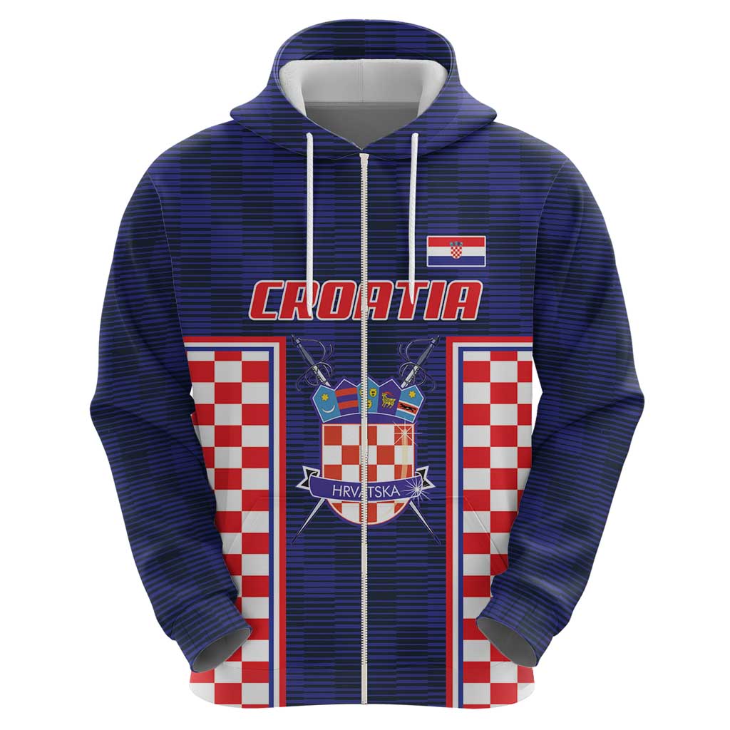 Custom Croatia Football Zip Hoodie Hrvatska Chessboard Heritage - Wonder Print Shop