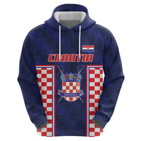 Custom Croatia Football Zip Hoodie Hrvatska Chessboard Heritage - Wonder Print Shop