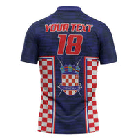 Custom Croatia Football Zipper Polo Shirt Hrvatska Chessboard Heritage - Wonder Print Shop