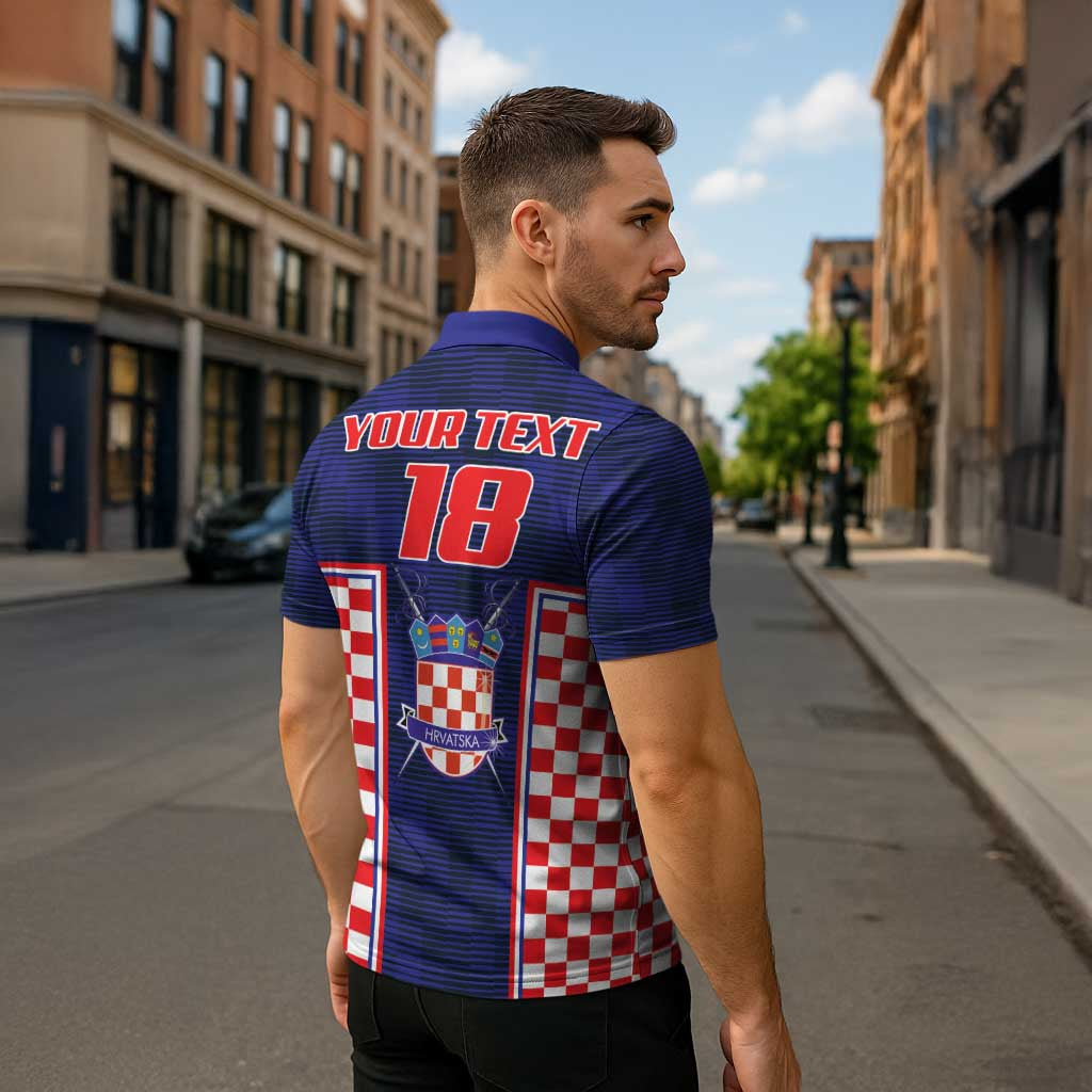 Custom Croatia Football Zipper Polo Shirt Hrvatska Chessboard Heritage - Wonder Print Shop