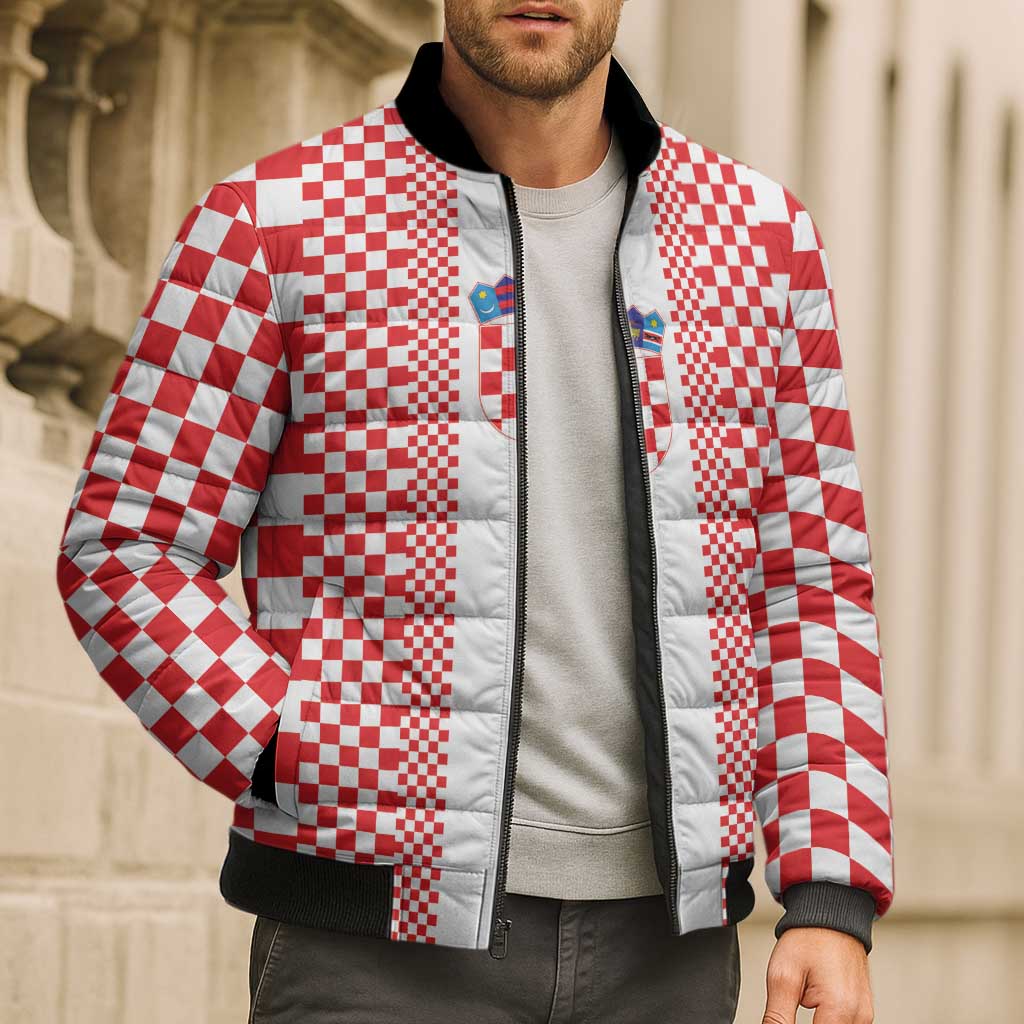 Custom Croatia Football Bomber Puffer Jacket Vatreni Hrvatska Sporty Style - Wonder Print Shop