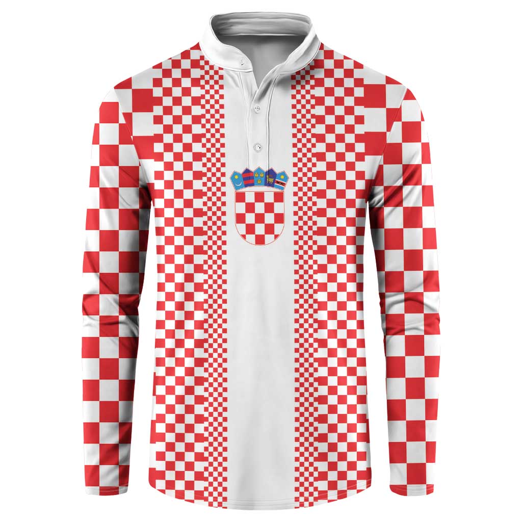 Custom Croatia Football Button Sweatshirt Vatreni Hrvatska Sporty Style - Wonder Print Shop
