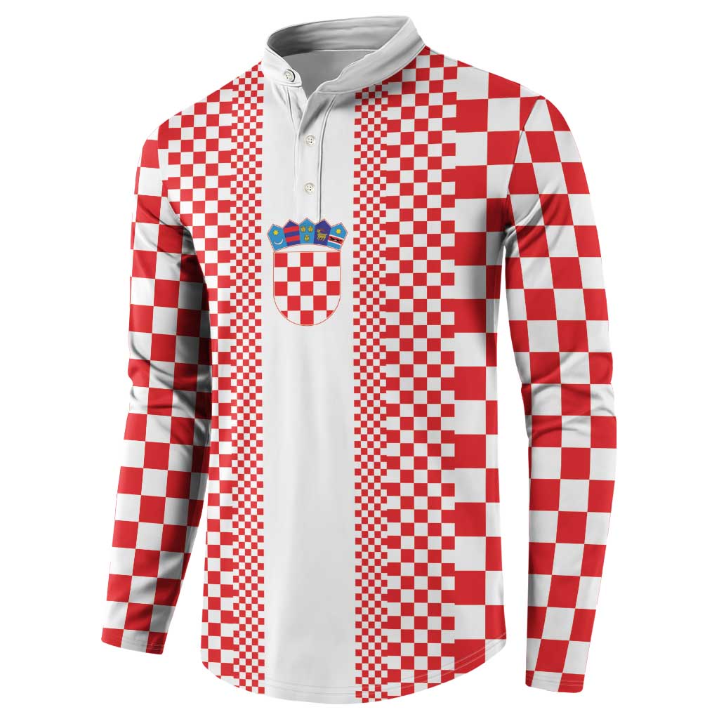 Custom Croatia Football Button Sweatshirt Vatreni Hrvatska Sporty Style - Wonder Print Shop