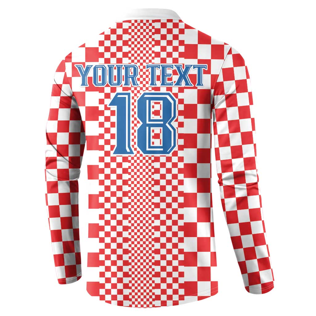 Custom Croatia Football Button Sweatshirt Vatreni Hrvatska Sporty Style - Wonder Print Shop