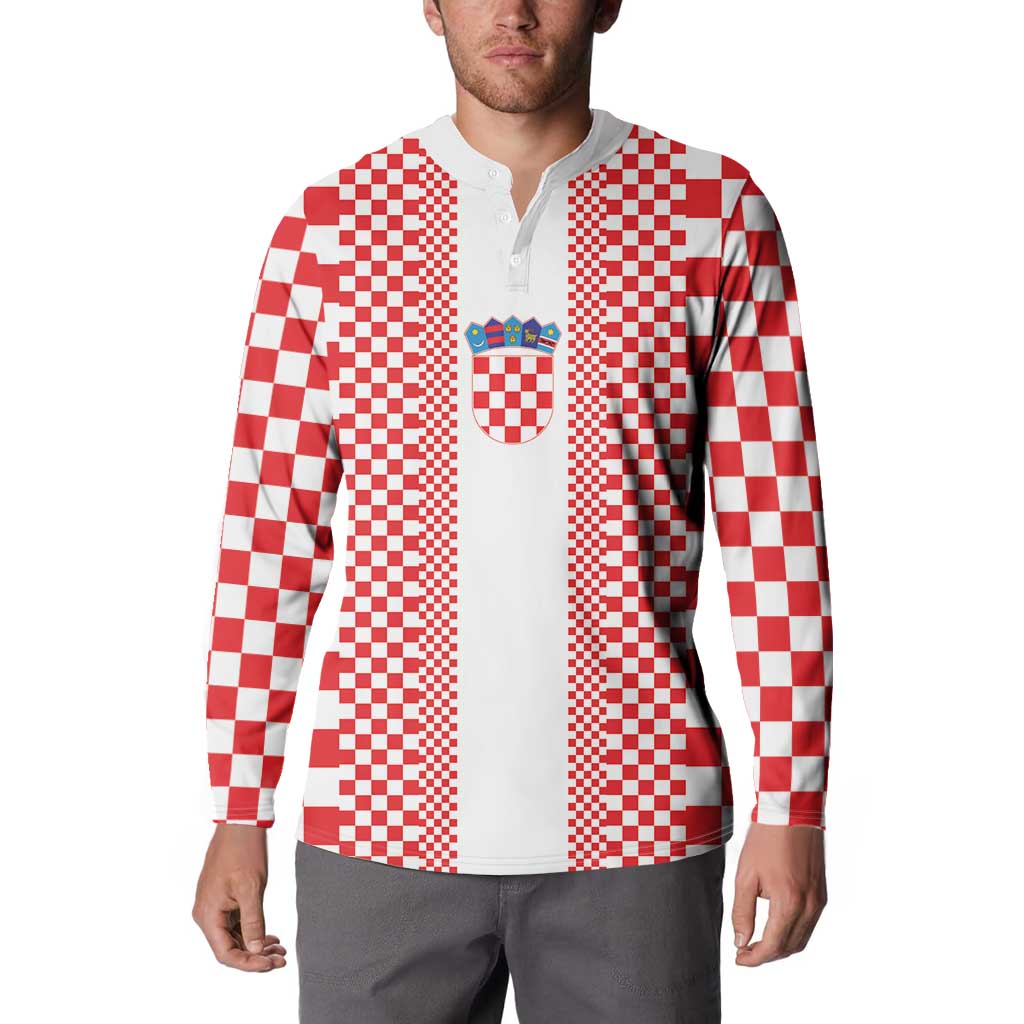 Custom Croatia Football Button Sweatshirt Vatreni Hrvatska Sporty Style - Wonder Print Shop
