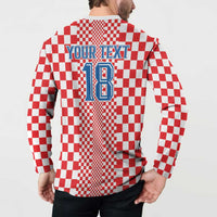 Custom Croatia Football Button Sweatshirt Vatreni Hrvatska Sporty Style - Wonder Print Shop