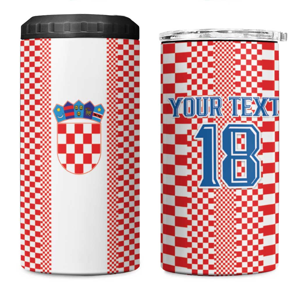 Custom Croatia Football 4 in 1 Can Cooler Tumbler Vatreni Hrvatska Sporty Style - Wonder Print Shop