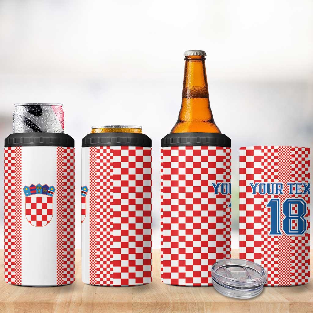 Custom Croatia Football 4 in 1 Can Cooler Tumbler Vatreni Hrvatska Sporty Style - Wonder Print Shop