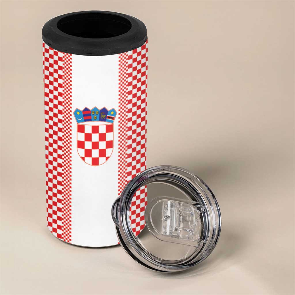 Custom Croatia Football 4 in 1 Can Cooler Tumbler Vatreni Hrvatska Sporty Style - Wonder Print Shop