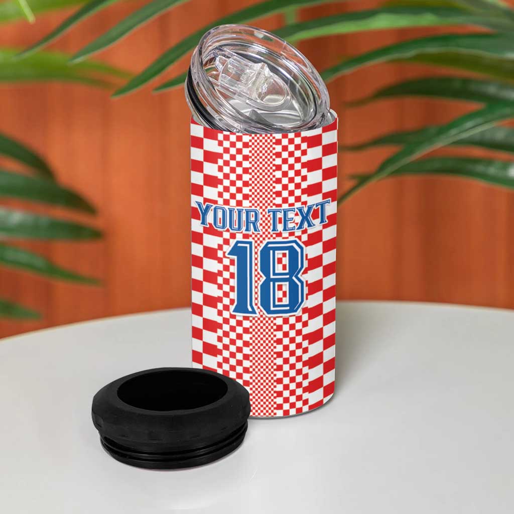 Custom Croatia Football 4 in 1 Can Cooler Tumbler Vatreni Hrvatska Sporty Style - Wonder Print Shop