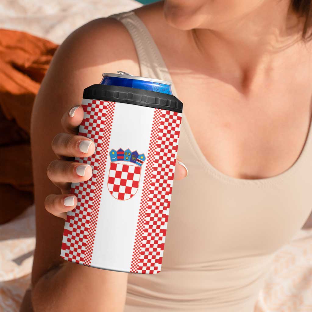 Custom Croatia Football 4 in 1 Can Cooler Tumbler Vatreni Hrvatska Sporty Style - Wonder Print Shop