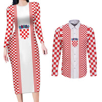 Custom Croatia Football Couples Matching Long Sleeve Bodycon Dress and Long Sleeve Button Shirt Vatreni Hrvatska Sporty Style - Wonder Print Shop