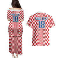 Custom Croatia Football Couples Matching Puletasi and Hawaiian Shirt Vatreni Hrvatska Sporty Style - Wonder Print Shop