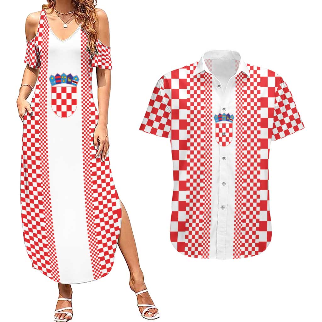 Custom Croatia Football Couples Matching Summer Maxi Dress and Hawaiian Shirt Vatreni Hrvatska Sporty Style - Wonder Print Shop