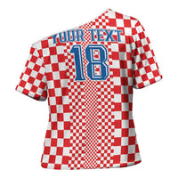 Custom Croatia Football Cross Shoulder Shirt Vatreni Hrvatska Sporty Style - Wonder Print Shop