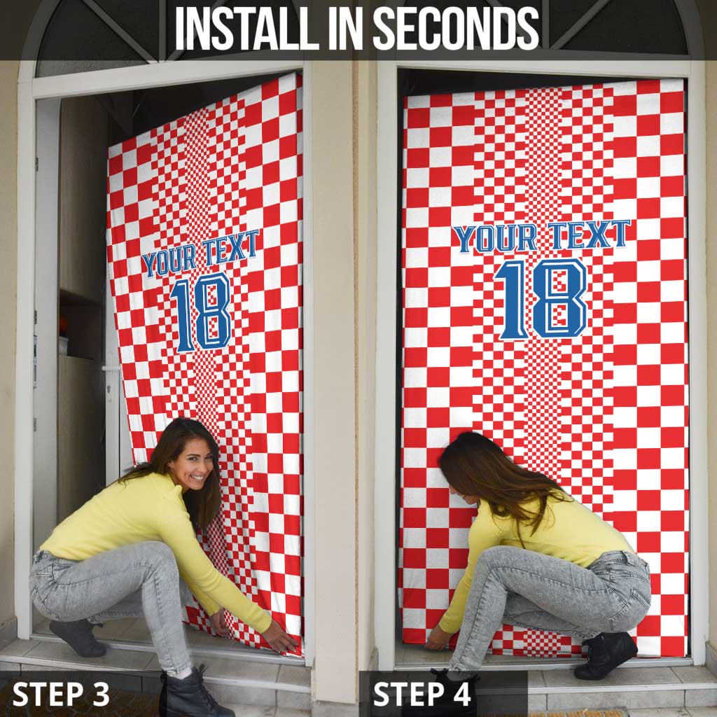 Custom Croatia Football Door Cover Vatreni Hrvatska Sporty Style - Wonder Print Shop