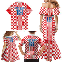 Custom Croatia Football Family Matching Mermaid Dress and Hawaiian Shirt Vatreni Hrvatska Sporty Style - Wonder Print Shop