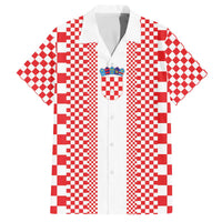 Custom Croatia Football Family Matching Off The Shoulder Long Sleeve Dress and Hawaiian Shirt Vatreni Hrvatska Sporty Style - Wonder Print Shop