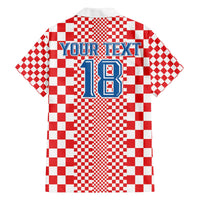 Custom Croatia Football Family Matching Off The Shoulder Long Sleeve Dress and Hawaiian Shirt Vatreni Hrvatska Sporty Style - Wonder Print Shop