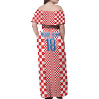 Custom Croatia Football Family Matching Off Shoulder Maxi Dress and Hawaiian Shirt Vatreni Hrvatska Sporty Style - Wonder Print Shop