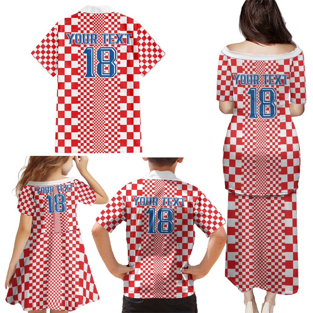 Custom Croatia Football Family Matching Puletasi and Hawaiian Shirt Vatreni Hrvatska Sporty Style - Wonder Print Shop