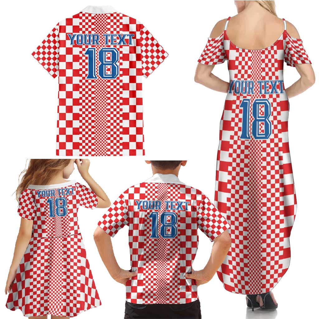 Custom Croatia Football Family Matching Summer Maxi Dress and Hawaiian Shirt Vatreni Hrvatska Sporty Style - Wonder Print Shop