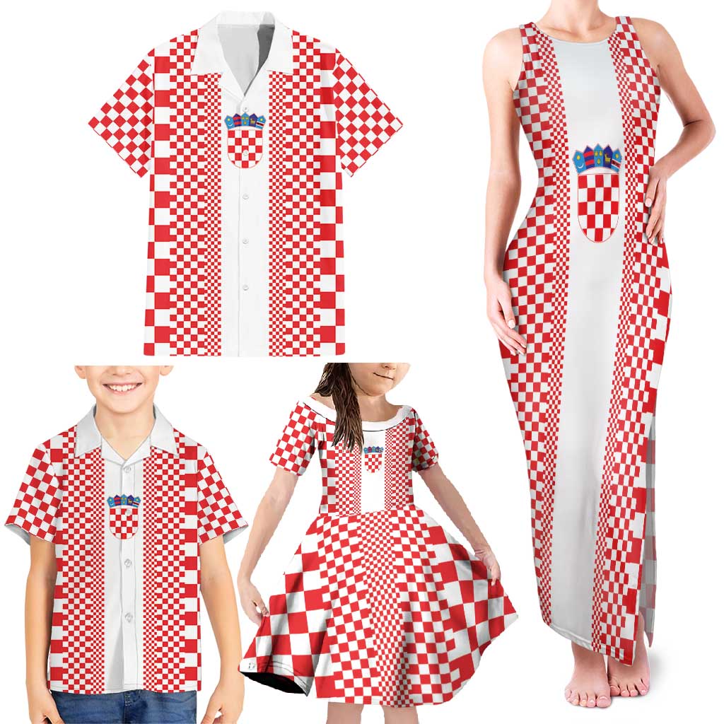 Custom Croatia Football Family Matching Tank Maxi Dress and Hawaiian Shirt Vatreni Hrvatska Sporty Style - Wonder Print Shop