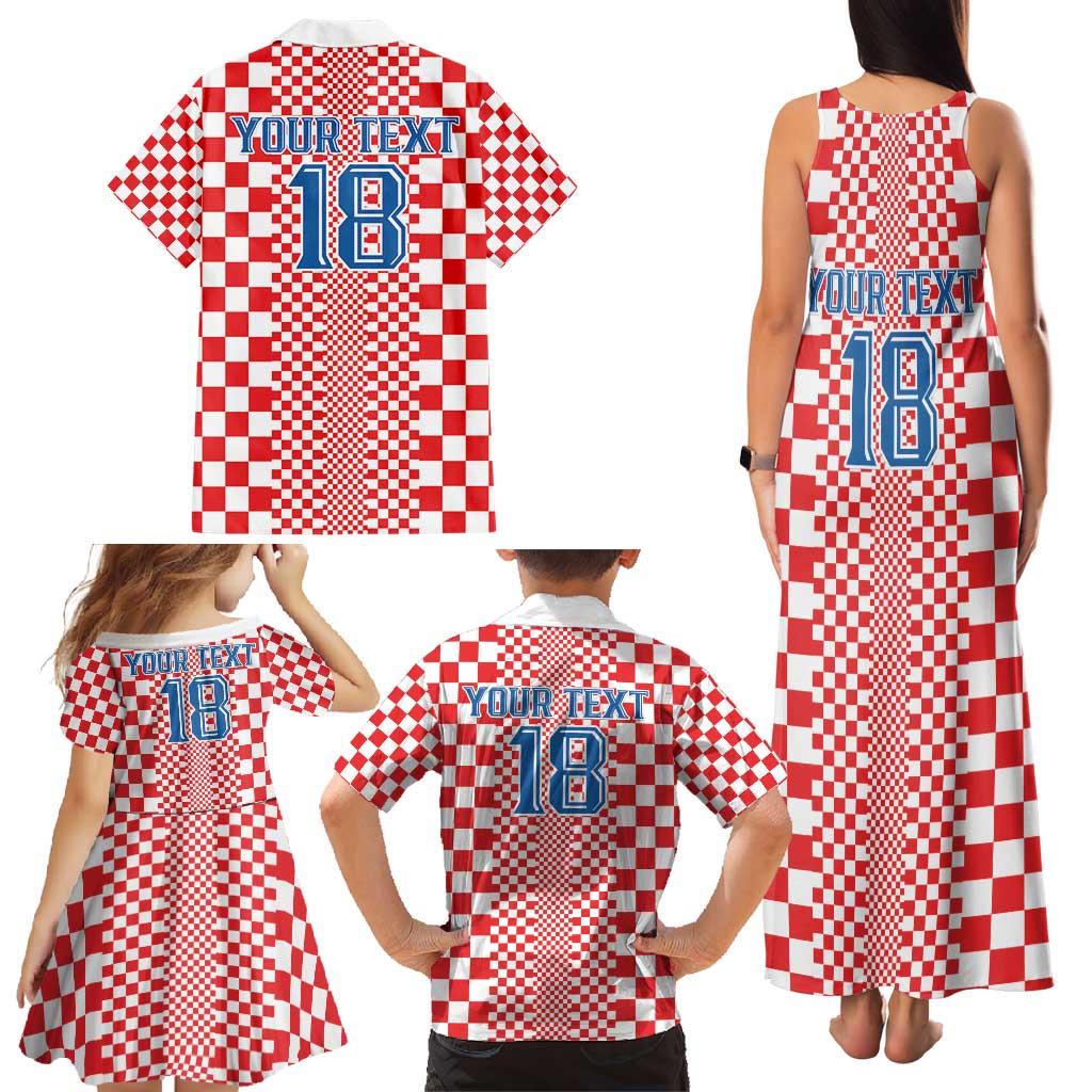 Custom Croatia Football Family Matching Tank Maxi Dress and Hawaiian Shirt Vatreni Hrvatska Sporty Style - Wonder Print Shop