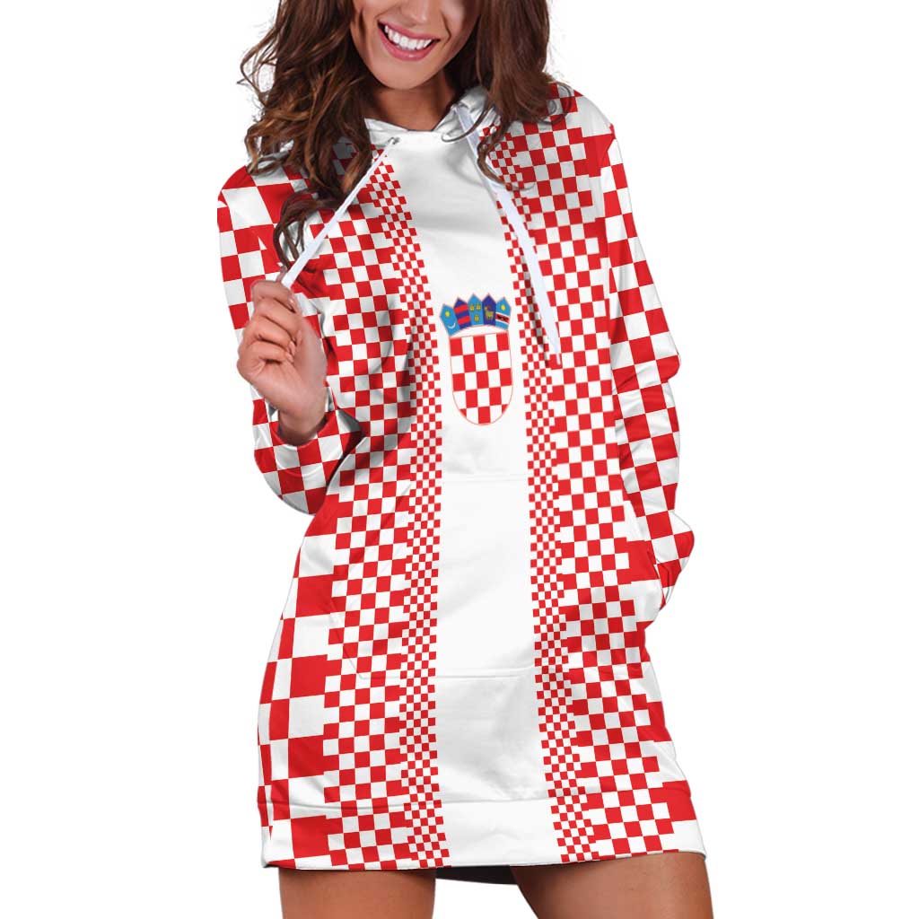 Custom Croatia Football Hoodie Dress Vatreni Hrvatska Sporty Style - Wonder Print Shop