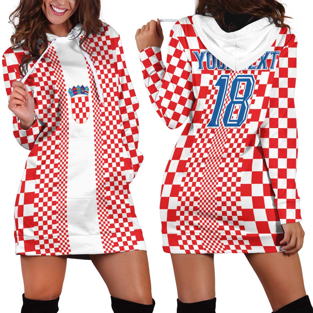 Custom Croatia Football Hoodie Dress Vatreni Hrvatska Sporty Style - Wonder Print Shop