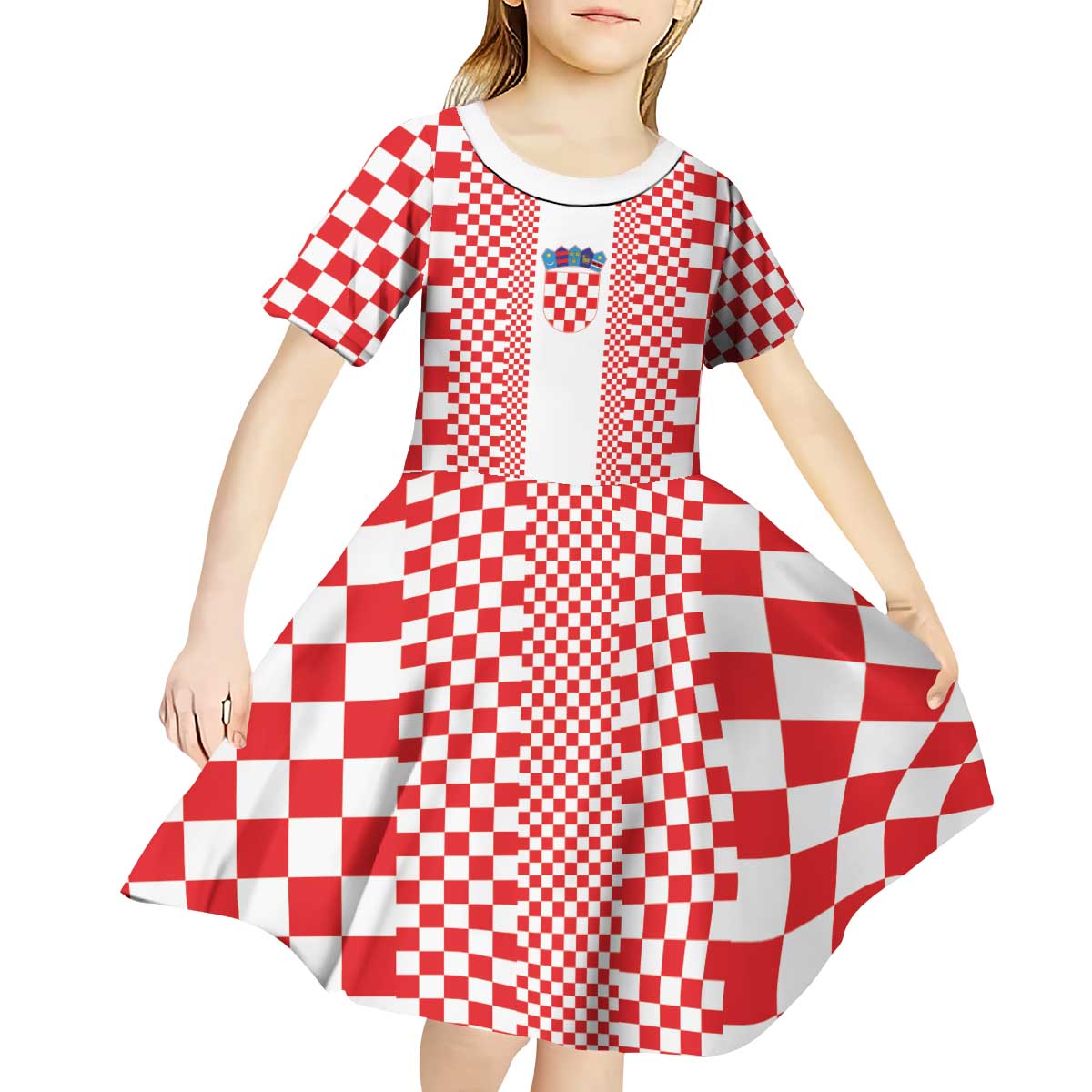 Custom Croatia Football Kid Short Sleeve Dress Vatreni Hrvatska Sporty Style - Wonder Print Shop