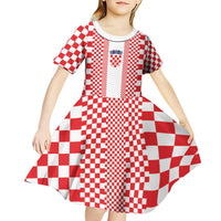 Custom Croatia Football Kid Short Sleeve Dress Vatreni Hrvatska Sporty Style - Wonder Print Shop