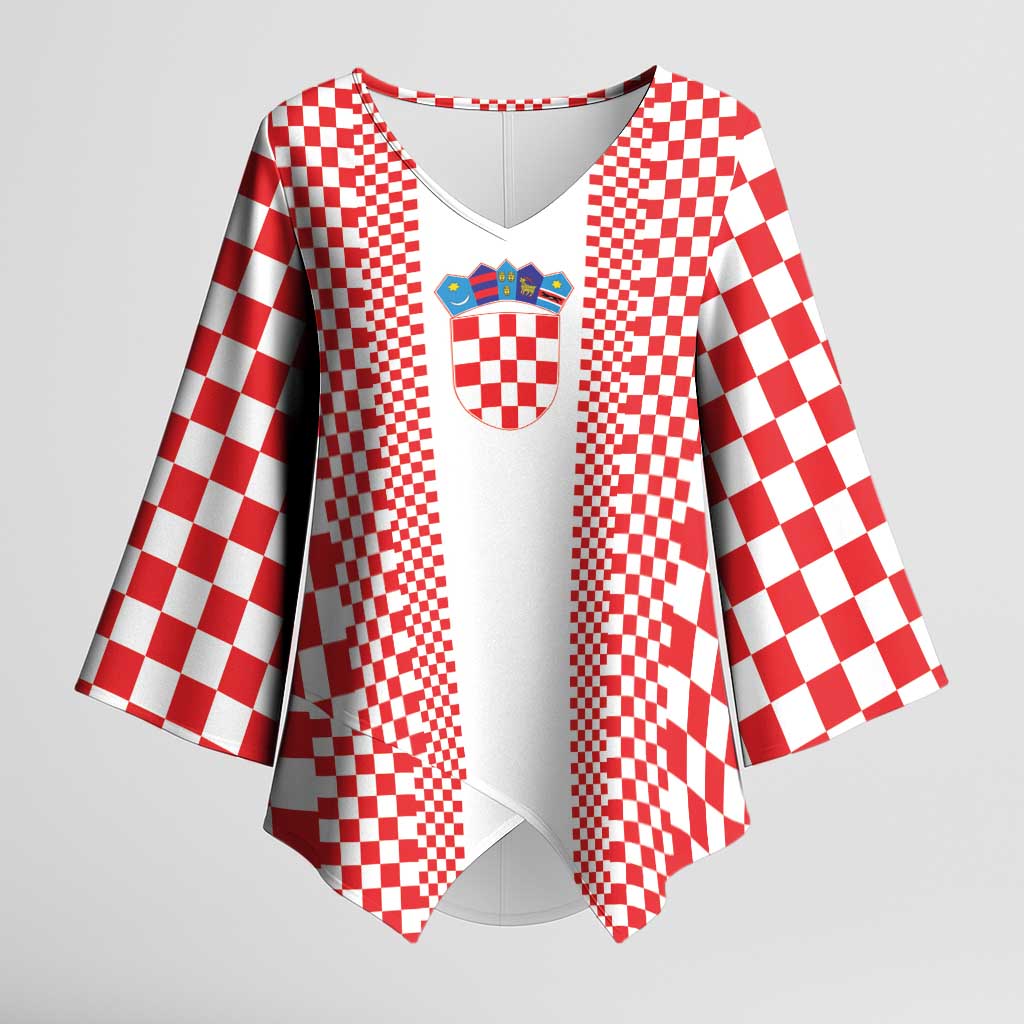 Custom Croatia Football Kimono Sleeve Blouse Vatreni Hrvatska Sporty Style - Wonder Print Shop