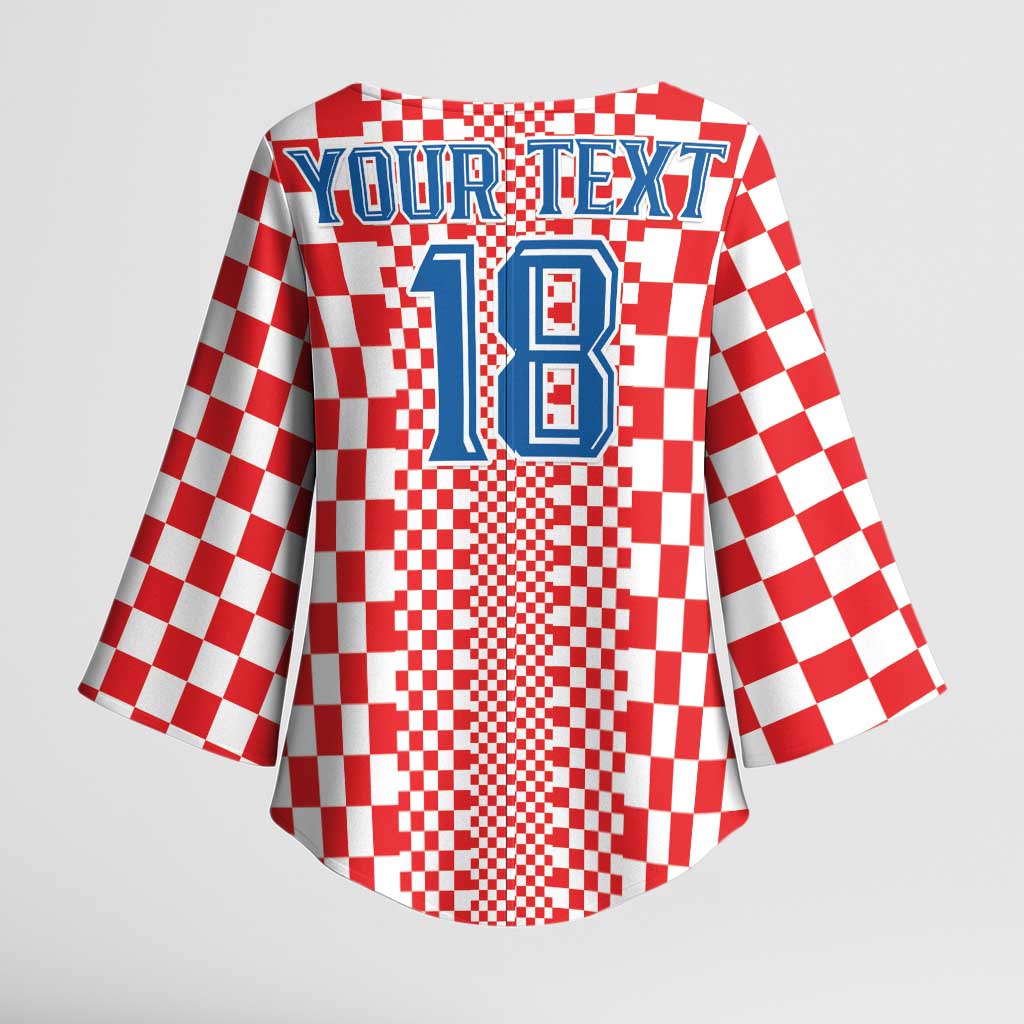 Custom Croatia Football Kimono Sleeve Blouse Vatreni Hrvatska Sporty Style - Wonder Print Shop