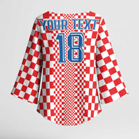 Custom Croatia Football Kimono Sleeve Blouse Vatreni Hrvatska Sporty Style - Wonder Print Shop