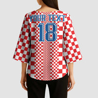 Custom Croatia Football Kimono Sleeve Blouse Vatreni Hrvatska Sporty Style - Wonder Print Shop